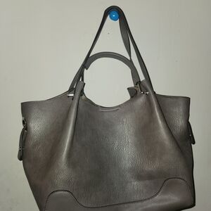 Elegant Gray Leather Tote Bag